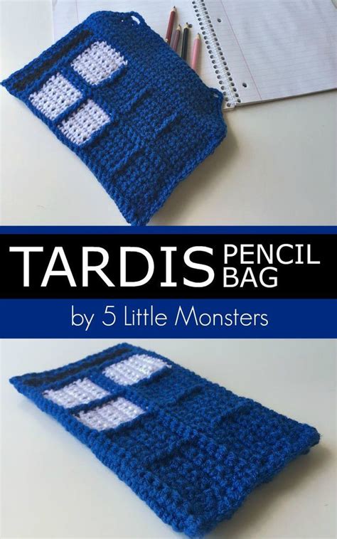 5 Little Monsters Crochet Tardis Pencil Bags Crochet