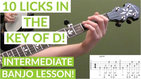 10 Licks In The Key Of D Intermediate Bluegrass Banjo Lesson With Tab