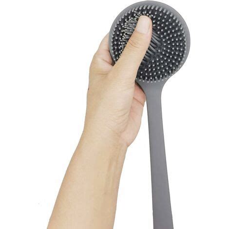 Gris Brosse Dos En Silicone Pour Douche Et Bain Avec Long Manche