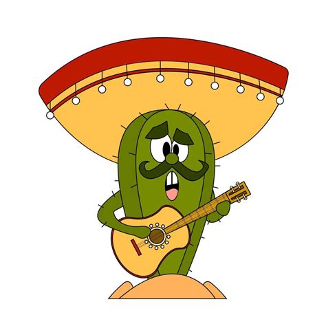 Cactus Mexicano En Sombrero Y Con Guitarra D A De La Independencia De