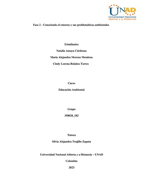 Fase 2 Conociendo el entorno y sus problemáticas ambientales Grupal