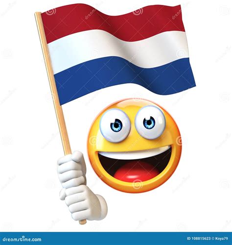 Emoji Holding Netherlands Flag, Emoticon Waving National Flag of ...