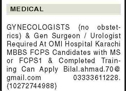 Medical Staff Jobs In Omi Hospital Karachi Job Advertisement Pakistan