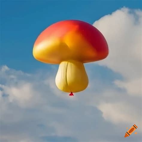 Colourful Mushroom Shaped Balloon Floating In The Clouds On Craiyon