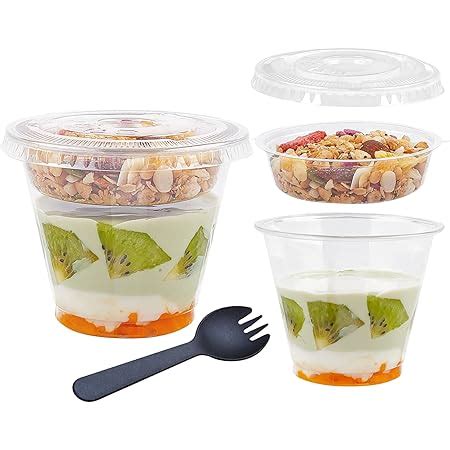 Amazon Toflen Sets Oz Clear Plastic Parfait Cups With Flat