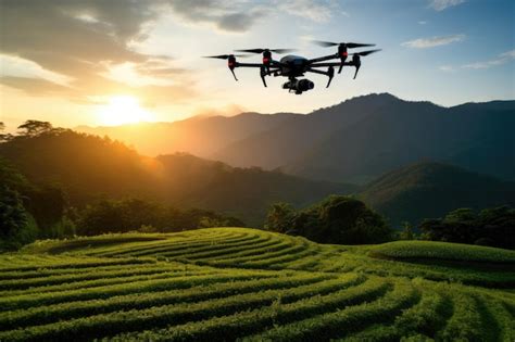 Premium Ai Image Drone At Tea Garden