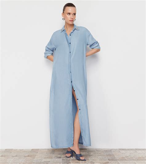 Buy Trendyol Oversized Denim Shirt Dress In Blue 6thStreet Oman