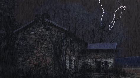 Epische Gewitter Und Regenger Usche Mit Starken Donner