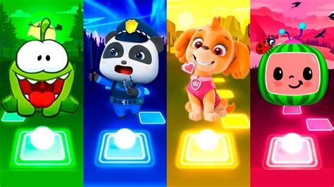 Om Nom Vs Babybus Vs PAW Patrol Skye Vs Cocomelon Tiles Hop EDM Rush