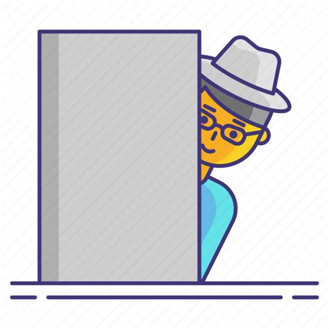 Hiding Person Man Behind Wall Icon Download On Iconfinder