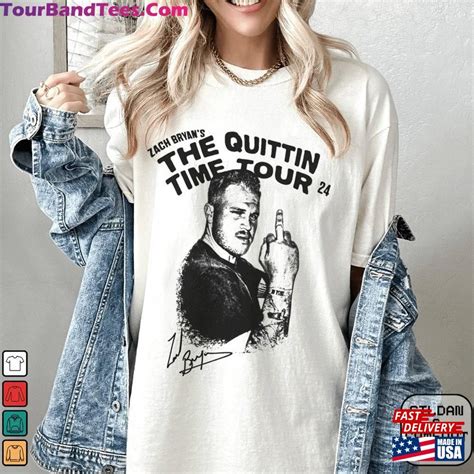 Zach Bryan Quittin Time Tour Shirt Funny Middle Finger The Classic T