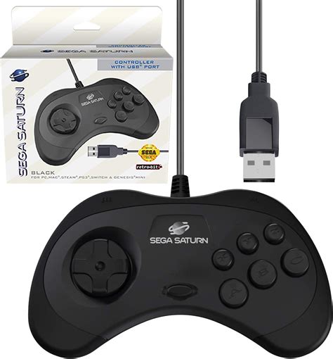 Retro Bit Official Sega Saturn Usb Controller Pad Model 2 For Sega