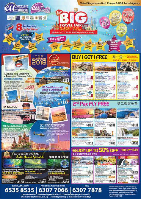 (EXPIRED) EU Holidays BIG Travel Fair at Suntec City from 3 – 5 Aug 2018