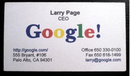 MartinLoh.Com » Blog Archive » Google CEO,Larry Page First Business Card