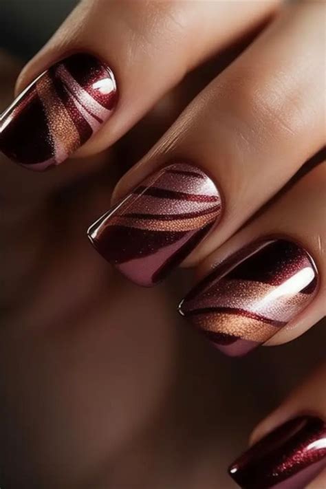 Showcase Your Glamour With Rose Gold Burgundy Nails Copper Nails Designs Maroon Nail Designs