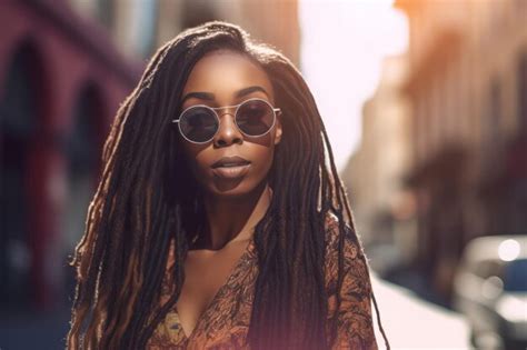 Modelo Afroamericana Con Rastas Mujer Afro Con Peinado De Moda Retrato