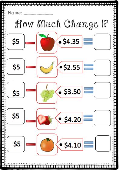 Calculating Change Worksheet