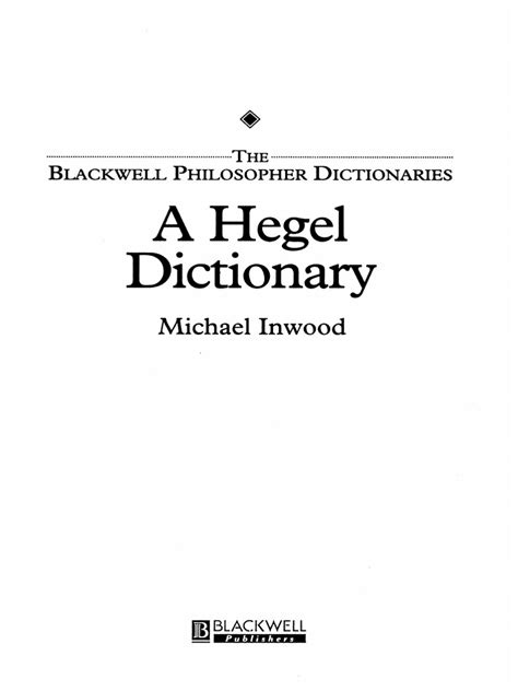A Hegel Dictionary Michael Inwood