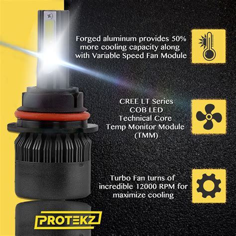 Protekz H4 72W 9000LM LED Phare De Voiture Headlight KIT Hi Lo Ampoule