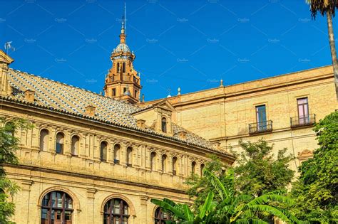 Main building of plaza de espana an architecture complex in seville ...