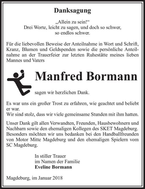 Traueranzeigen Von Manfred Bormann Abschied Nehmen De