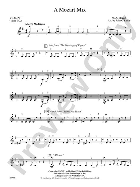 A Mozart Mix 3rd Violin Viola Tc 3rd Violin Viola Tc Part Digital Sheet Music Download