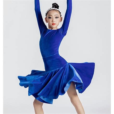 Royal blue Black Latin dance Dresses for Girls kids Children juvenile ...