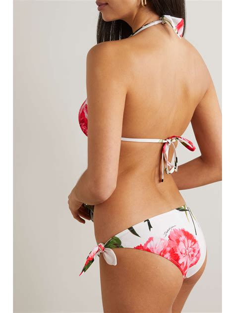 Pink Floral Print Halterneck Bikini Dolce And Gabbana Net A Porter