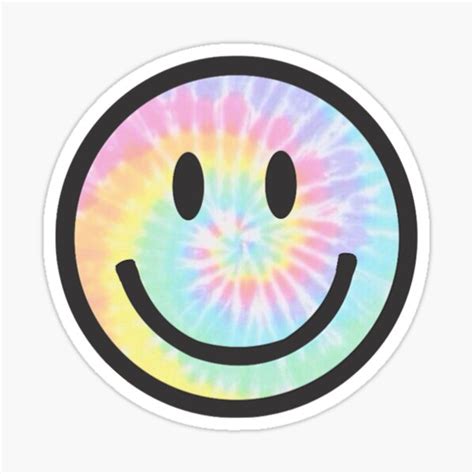 Pastel Tie Dye Smiley Face Sticker For Sale By Sabriinam Redbubble