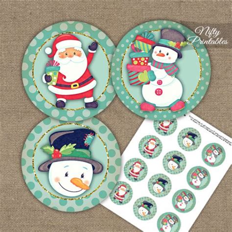 Santa Snowman Cupcake Toppers Nifty Printables