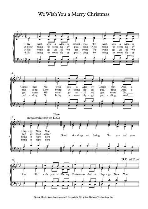 We Wish You A Merry Christmas Piano Sheet Music