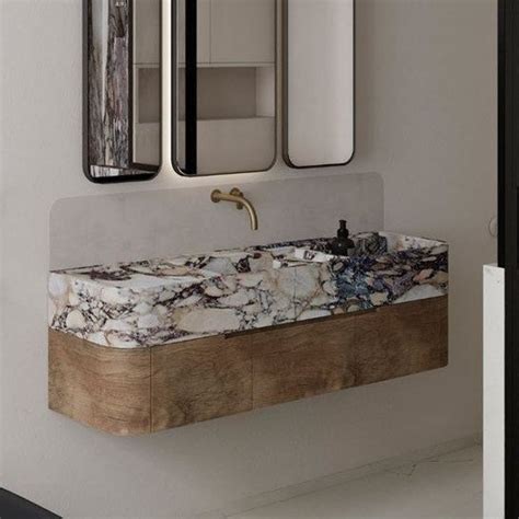 Wall Mount Calacatta Viola Marble Sink Basin Powder Room Handmade