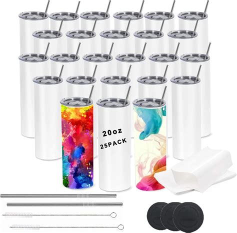 Amazon Mazoho 25 Pack Sublimation Blanks Tumblers Bulk 20 Oz Flat