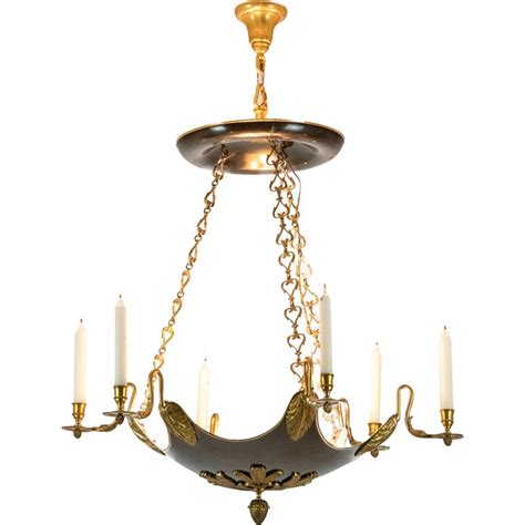 Lustre Vintage En Bronze Dor Et T Le Laqu E Noire Pour Maison Bagu S