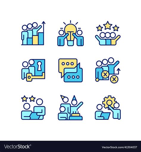 Team Activity Pixel Perfect Rgb Color Icons Set Vector Image