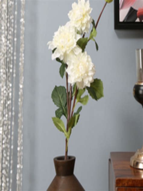 Buy Athome By Nilkamal White Green Artificial Dahlia Stick Flower