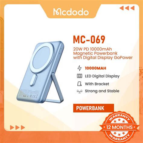 Mcdodo MC 069 20W PD 10000mAh Magnetic Powerbank With Digital Display