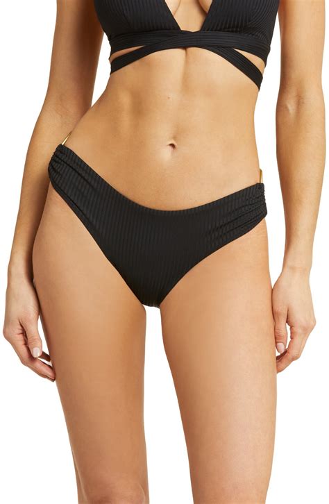 Vitamin A Vitamin A Pin Up Star Ribbed Bikini Bottoms Black Ecorib