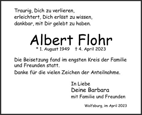 Traueranzeigen Von Albert Flohr Trauer Anzeigen De