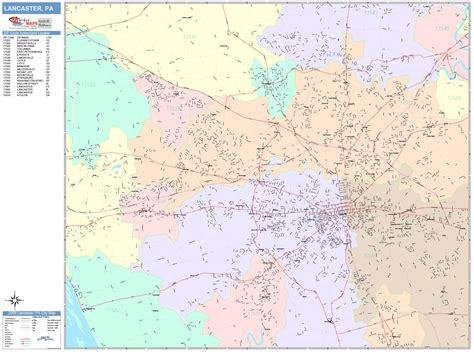 Lancaster Pennsylvania Wall Map Color Cast Style By Marketmaps