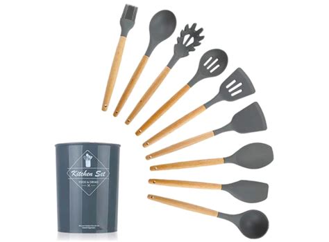 Ripley SET DE UTENSILIOS DE SILICONA PARA COCINA POR 12 PZAS COLOR GRIS