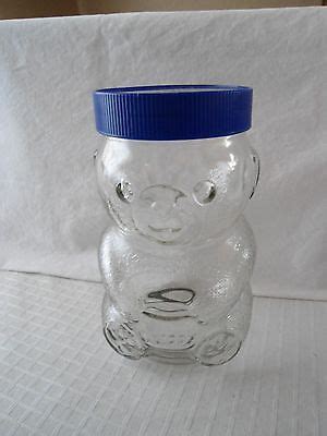 VINTAGE SKIPPY PEANUT BUTTER JAR AND COVER GLASS BEAR JAR 7 5 TALL