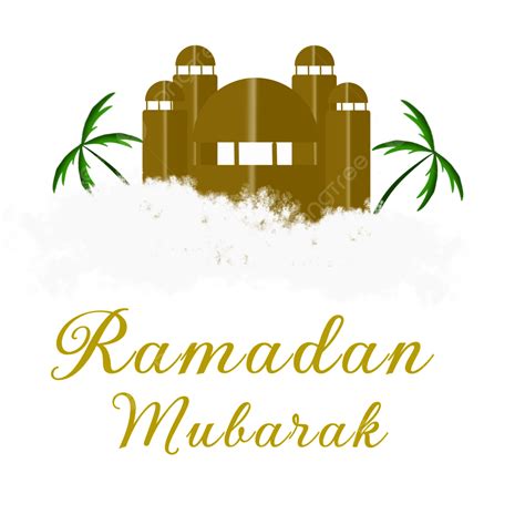 Ramadan Mubarak Con Ilustración De Mezquita Y Cocoteros Png Ramadán