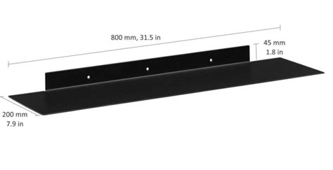 Katana Steel Floating Shelf Matte Black 800200 The Shelving Shop