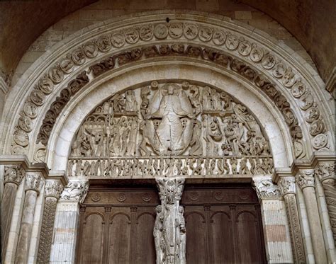 Romanesque Art Tympan Sculpted Representing The Last Judgment Sculpture Of Master Gislebertus