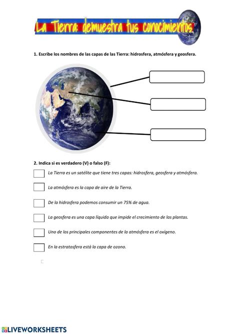 Características Del Planeta Tierra Worksheet Capas De La Tierra Geografía Para Niños