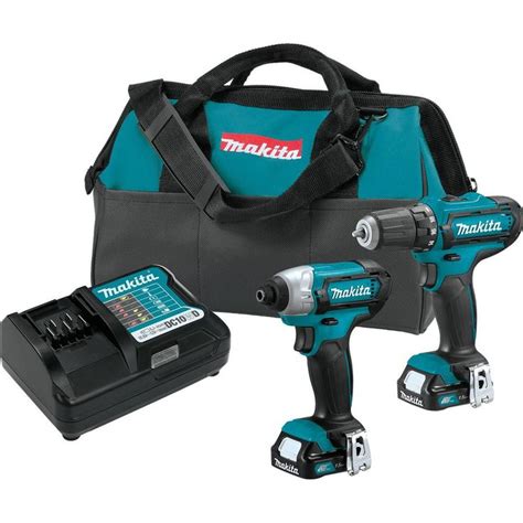 Makita 12 Volt Max Cxt Lithium Ion Cordless 3 8 In Drill And Impact Driver Combo Kit With 2 1