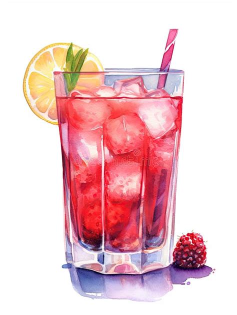 Glass Of Fruit Punch Watercolor Illustration Generative AI Stock