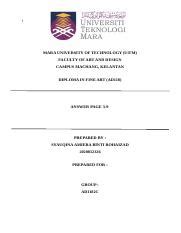 COVER PAGE UITM 2021 - Copy.docx - f MARA UNIVERSITY OF TECHNOLOGY UiTM FACULTY OF ART AND ...