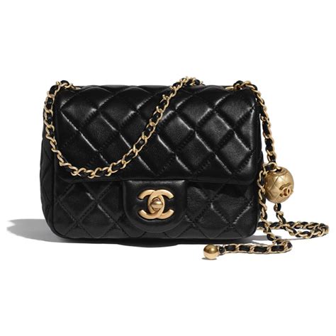 Chanel Runway Black Square Mini Flap Pearl Crush Bag Lambskin Ref